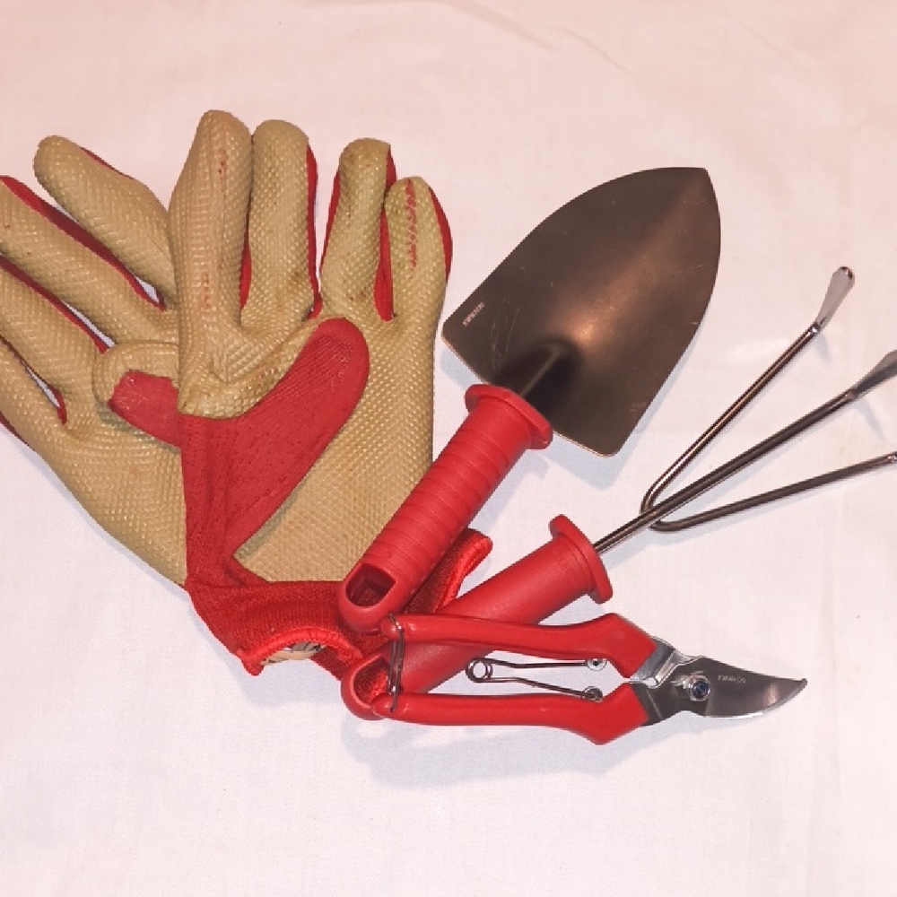 Red and Tan Gardening Tool Set